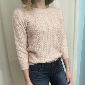 H&M Light Pink 3/4 Sleeve Cable Knit Sweater